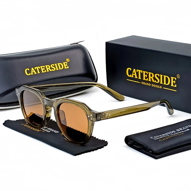 CATERSIDE Retro Polarized Sunglasses Square Frame Men & Women High Quality UV400 protection (LAUTNER)