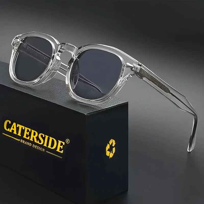 CATERSIDE Retro Small Circular Sunglasses Men Punk Propionic Luxury Brand Design Sun Glasses Women Business Party Eyewear UV400 CATERSIDE