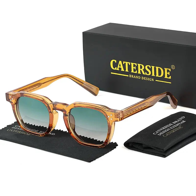 CATERSIDE Retro Punk Men Women Sunglasses Small Frame Square Personalized Design Sun Glasses Travel Party Business Festival Gift CATERSIDE