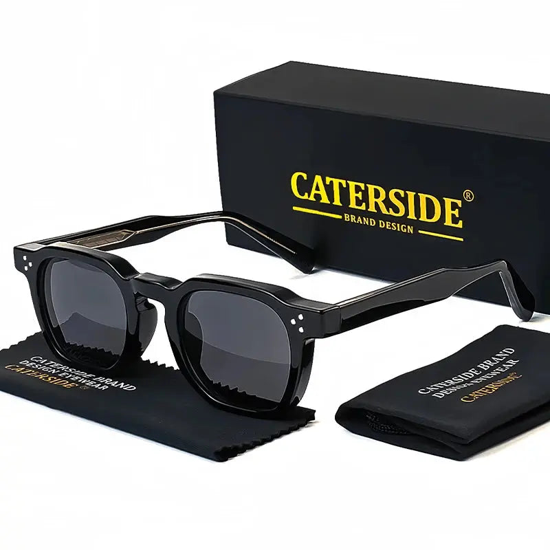 CATERSIDE Retro Punk Men Women Sunglasses Small Frame Square Personalized Design Sun Glasses Travel Party Business Festival Gift CATERSIDE