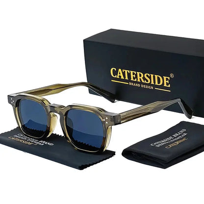 CATERSIDE Retro Punk Men Women Sunglasses Small Frame Square Personalized Design Sun Glasses Travel Party Business Festival Gift CATERSIDE