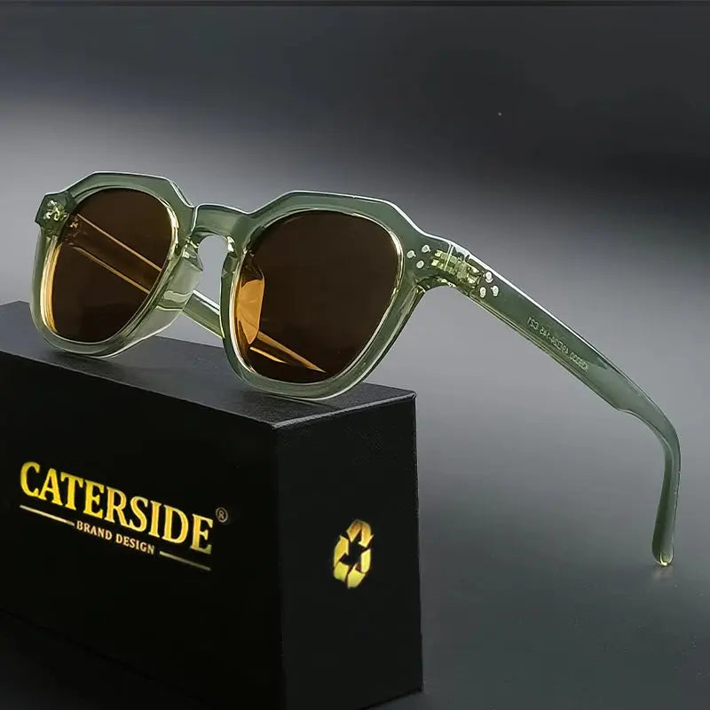 CATERSIDE Retro Polarized Men Sunglasses Acetate Temple / TR90 Frame Sun Glasses Women High Quality Sport Driving Travel Eyewear CATERSIDE