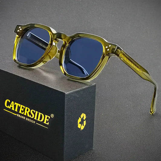 CATERSIDE Retro Punk Men Women Sunglasses Small Frame Square Personalized Design Sun Glasses Travel Party Business Festival Gift CATERSIDE