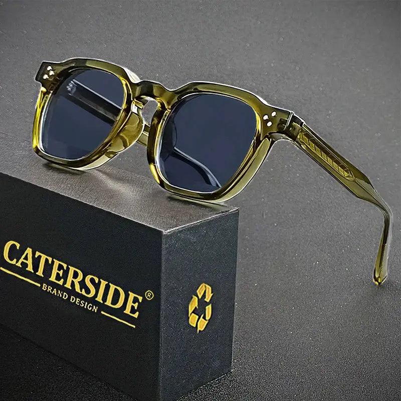 CATERSIDE Retro Punk Men Women Sunglasses Small Frame Square Personalized Design Sun Glasses Travel Party Business Festival Gift CATERSIDE