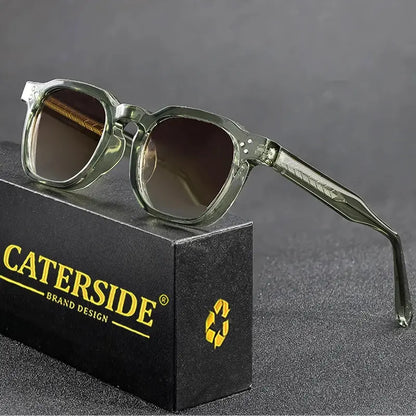 CATERSIDE Retro Punk Men Women Sunglasses Small Frame Square Personalized Design Sun Glasses Travel Party Business Festival Gift CATERSIDE